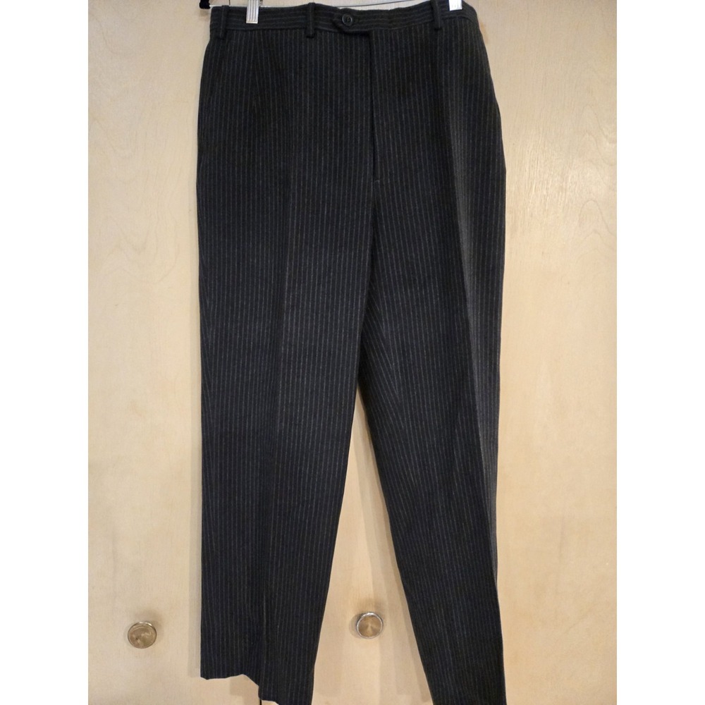 Brioni Cannes Pants Mens 36x29 Charcoal Pinstripe Cotton Trousers Made in Italy